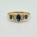 Vintage Effy 14K Gold Natural Sapphire & Diamond Ring, Size 6.5
