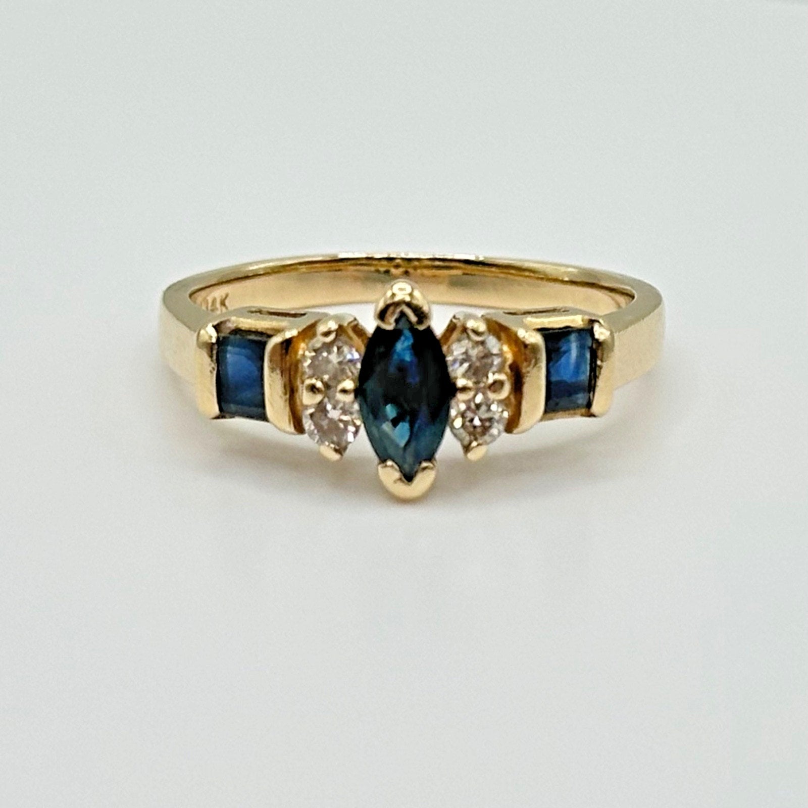 Vintage Effy 14K Gold Natural Sapphire & Diamond Ring, Size 6.5