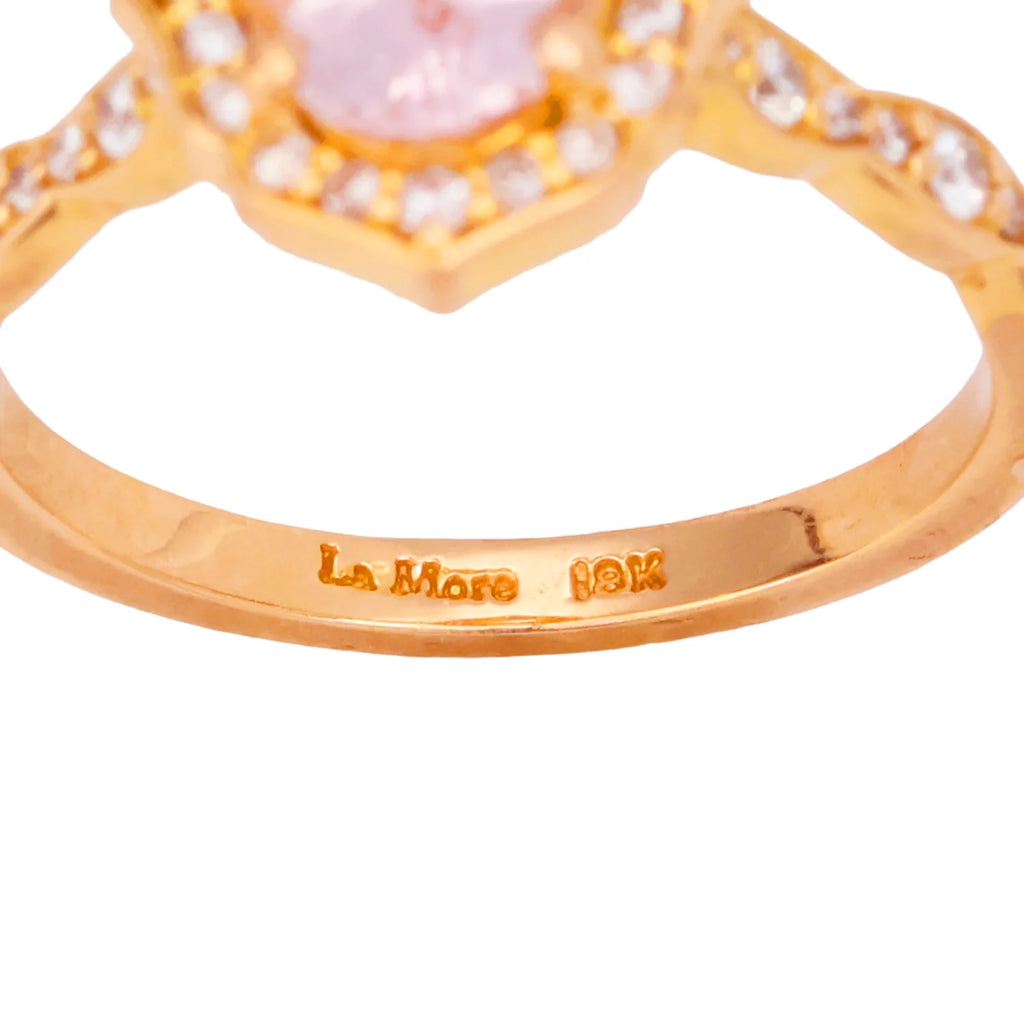 La More 18K Rose Gold Morganite Diamond Halo Engagement Ring