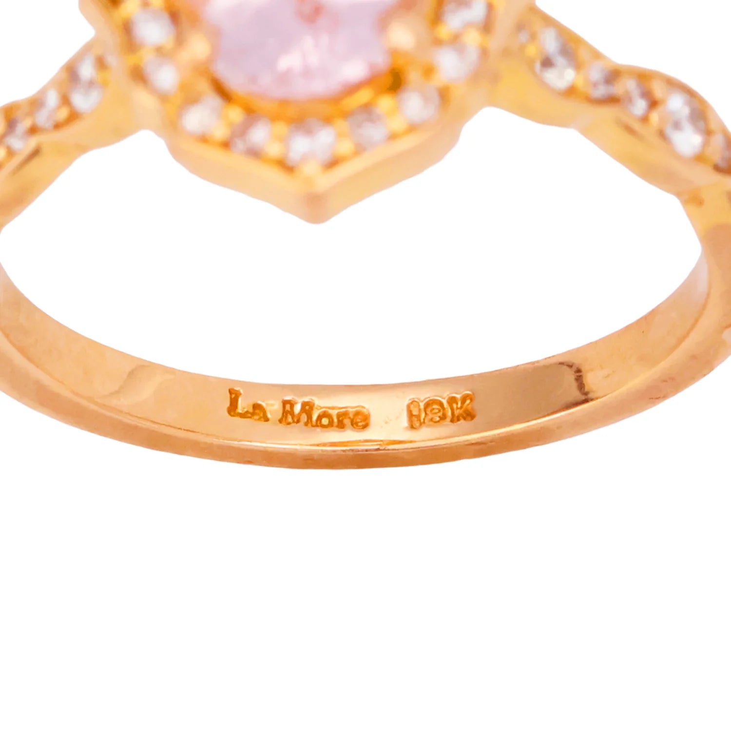 La More 18K Rose Gold Morganite Diamond Halo Engagement Ring