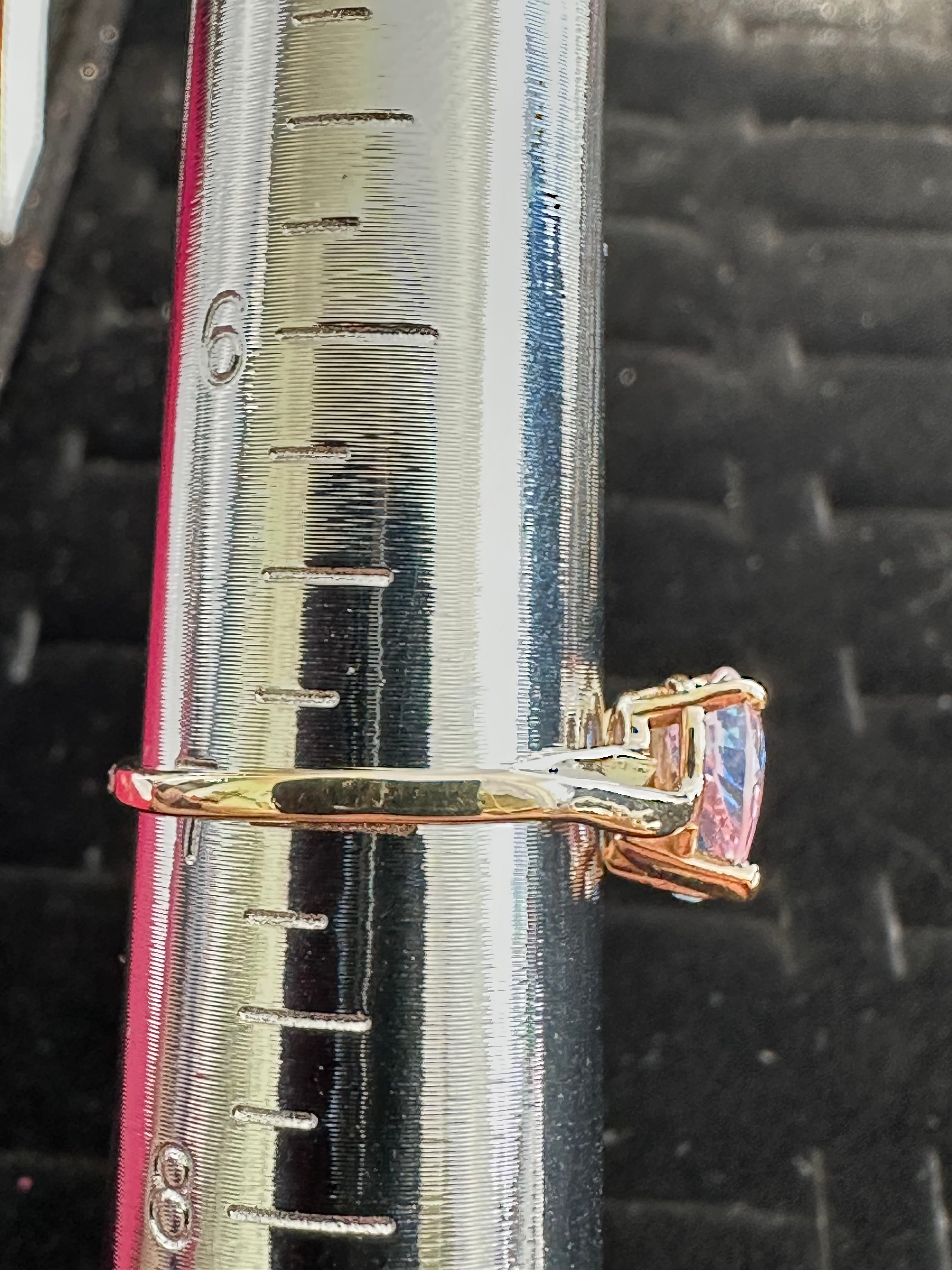 14K Yellow Gold Toi et Moi Ring with Pink Tourmaline & Blue Topaz by Alfred Levitt