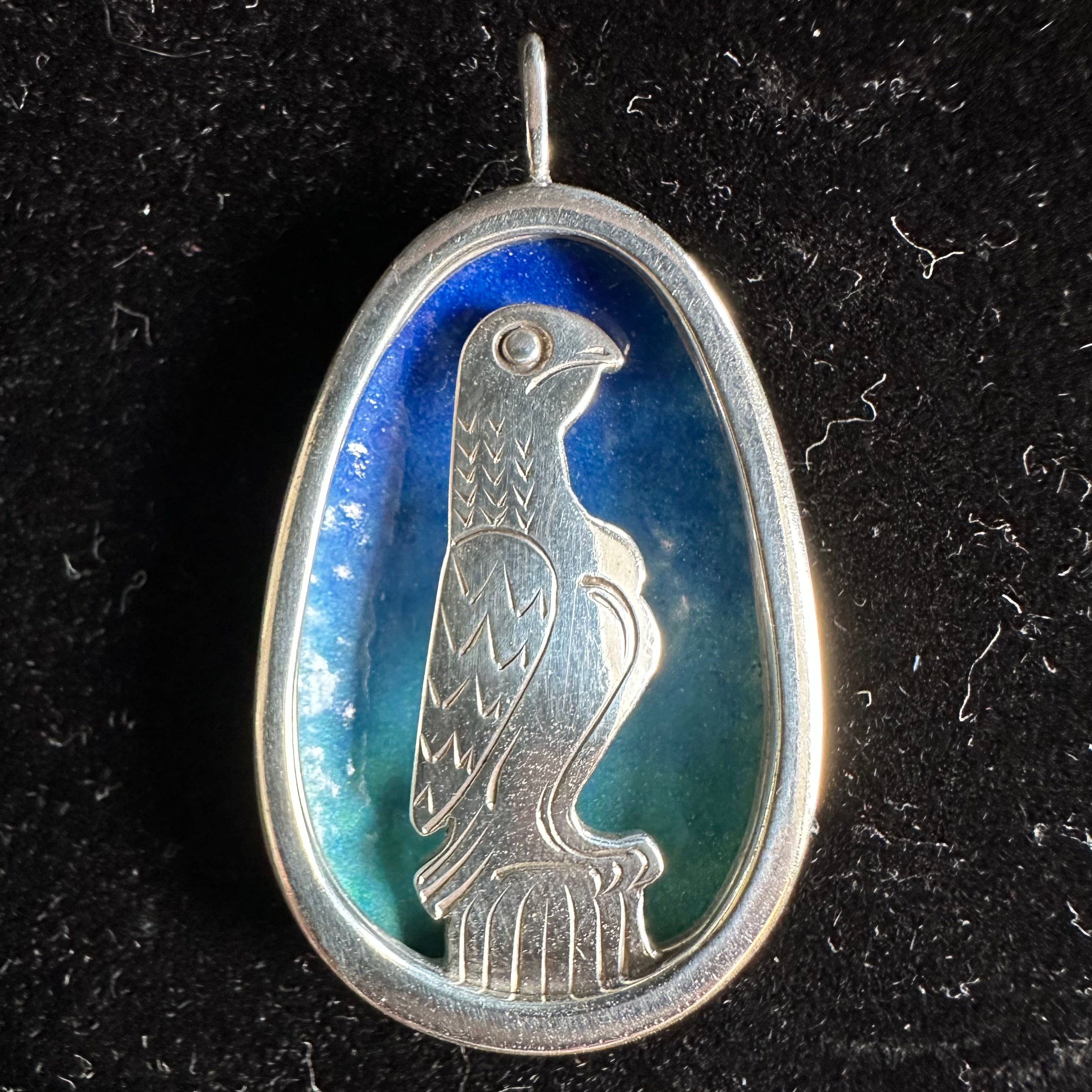 Anthony Hawksley Sterling Silver Enamel Eagle Pendant (1984) | Silverscape