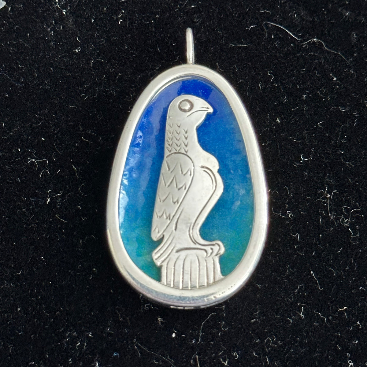 Anthony Hawksley Sterling Silver Enamel Eagle Pendant (1984) | Silverscape