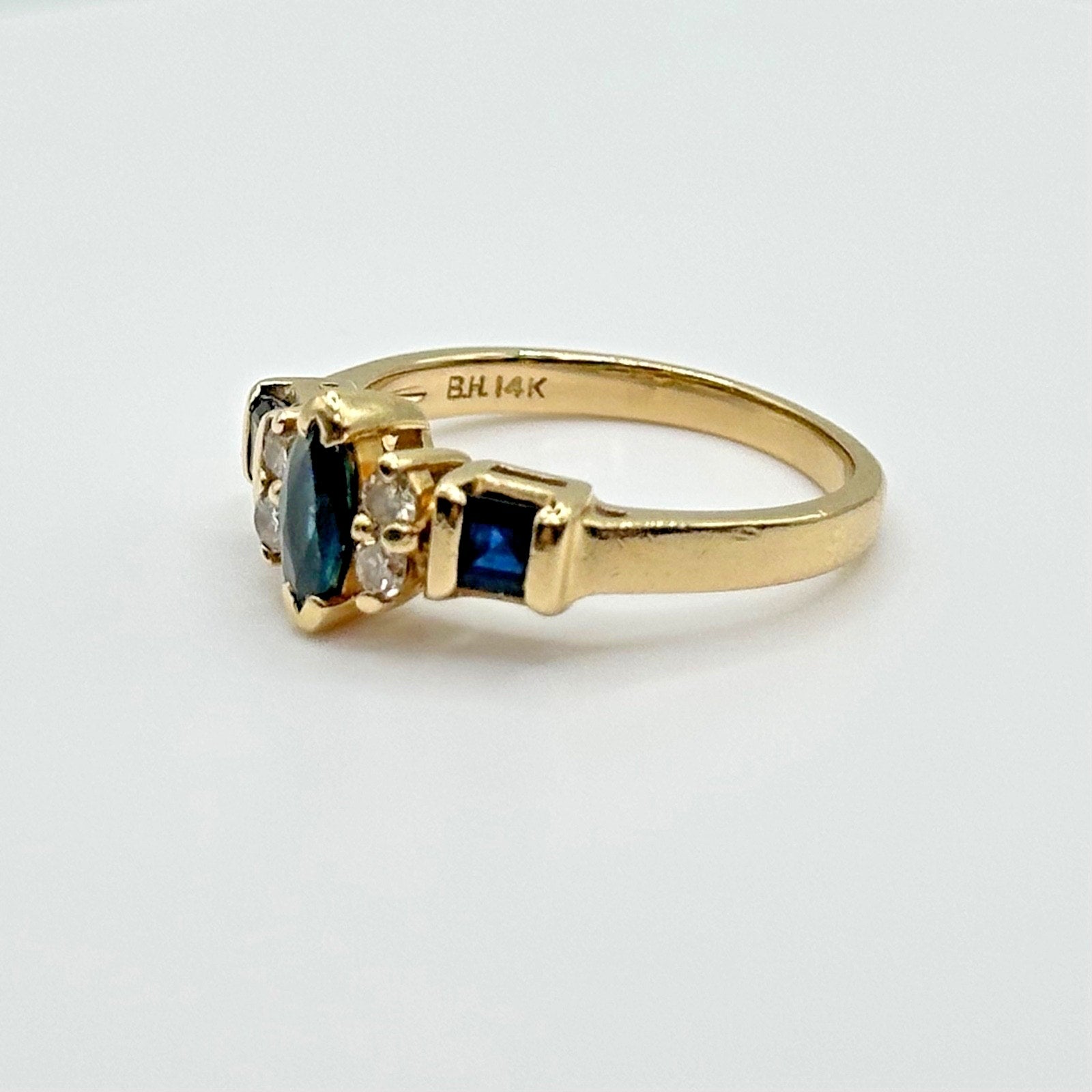 Vintage Effy 14K Gold Natural Sapphire & Diamond Ring, Size 6.5