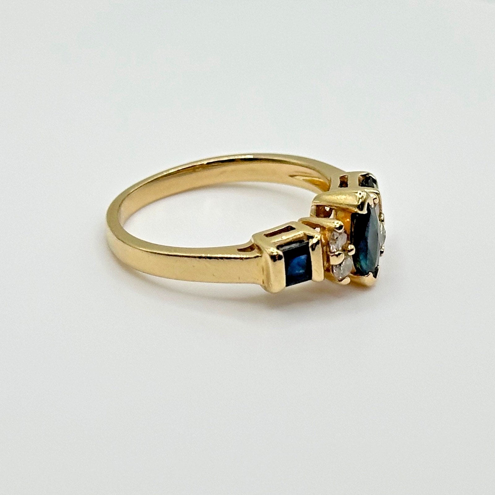 Vintage Effy 14K Gold Natural Sapphire & Diamond Ring, Size 6.5