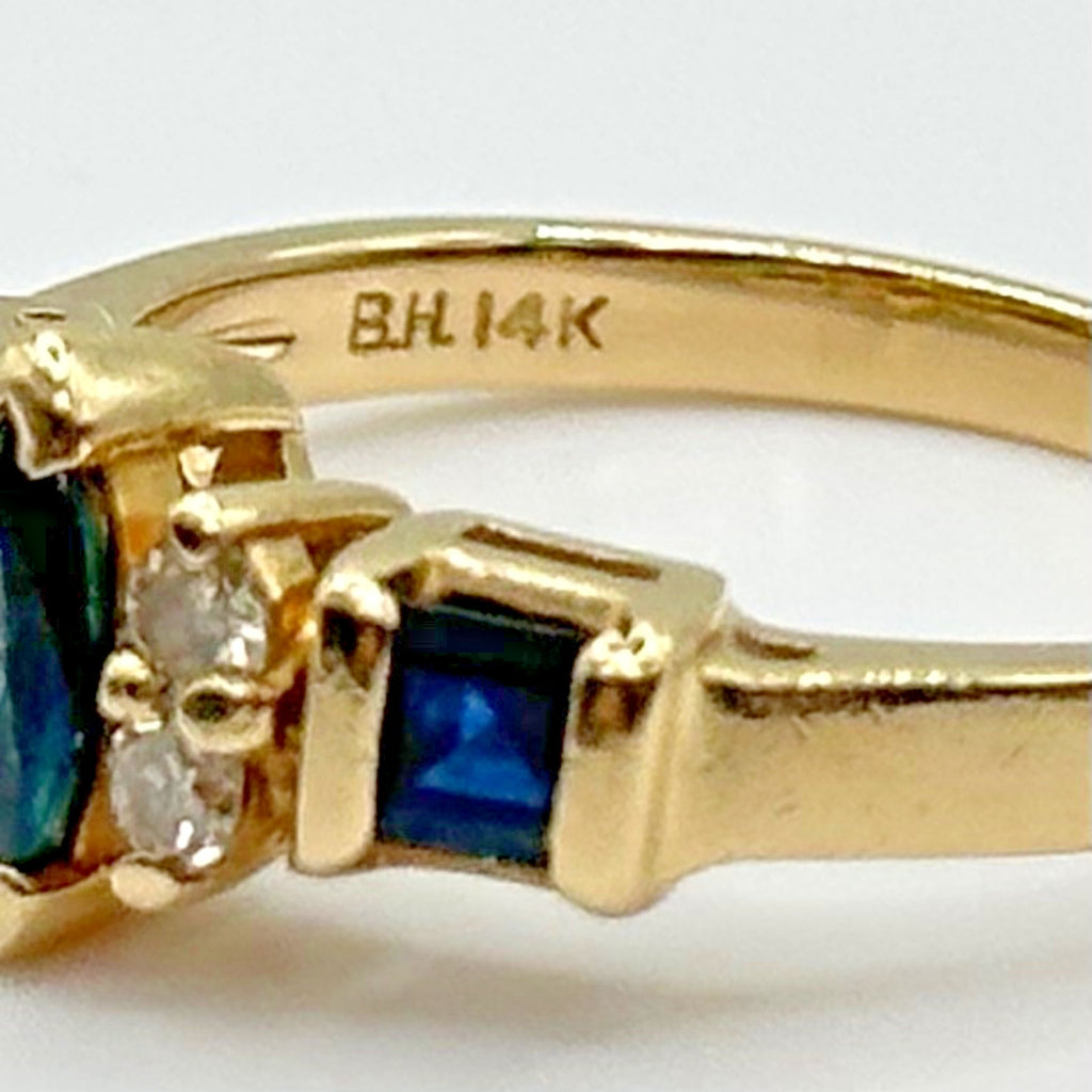 Vintage Effy 14K Gold Natural Sapphire & Diamond Ring, Size 6.5