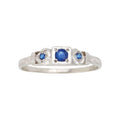 Antique Art Deco 18K White Gold Natural Sapphire Ring with Yellow Gold Accents