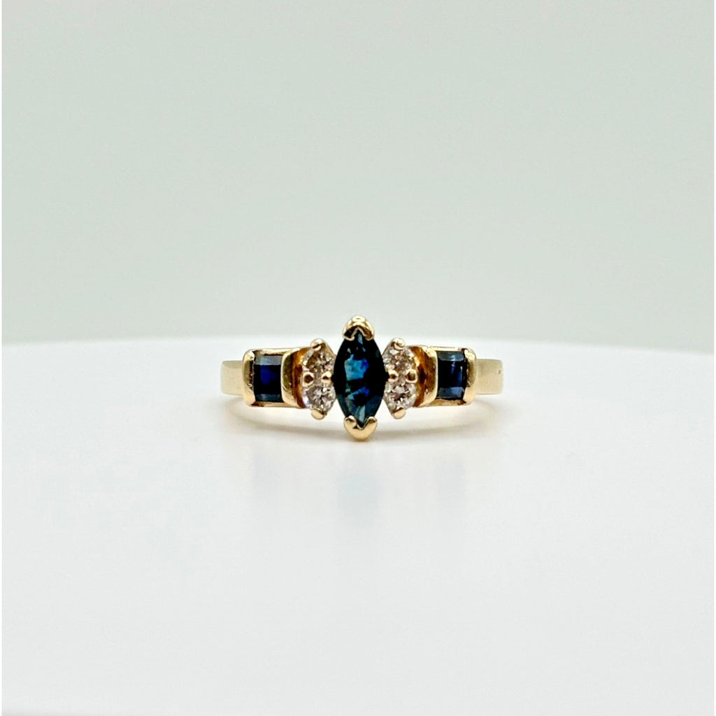 Vintage Effy 14K Gold Natural Sapphire & Diamond Ring, Size 6.5