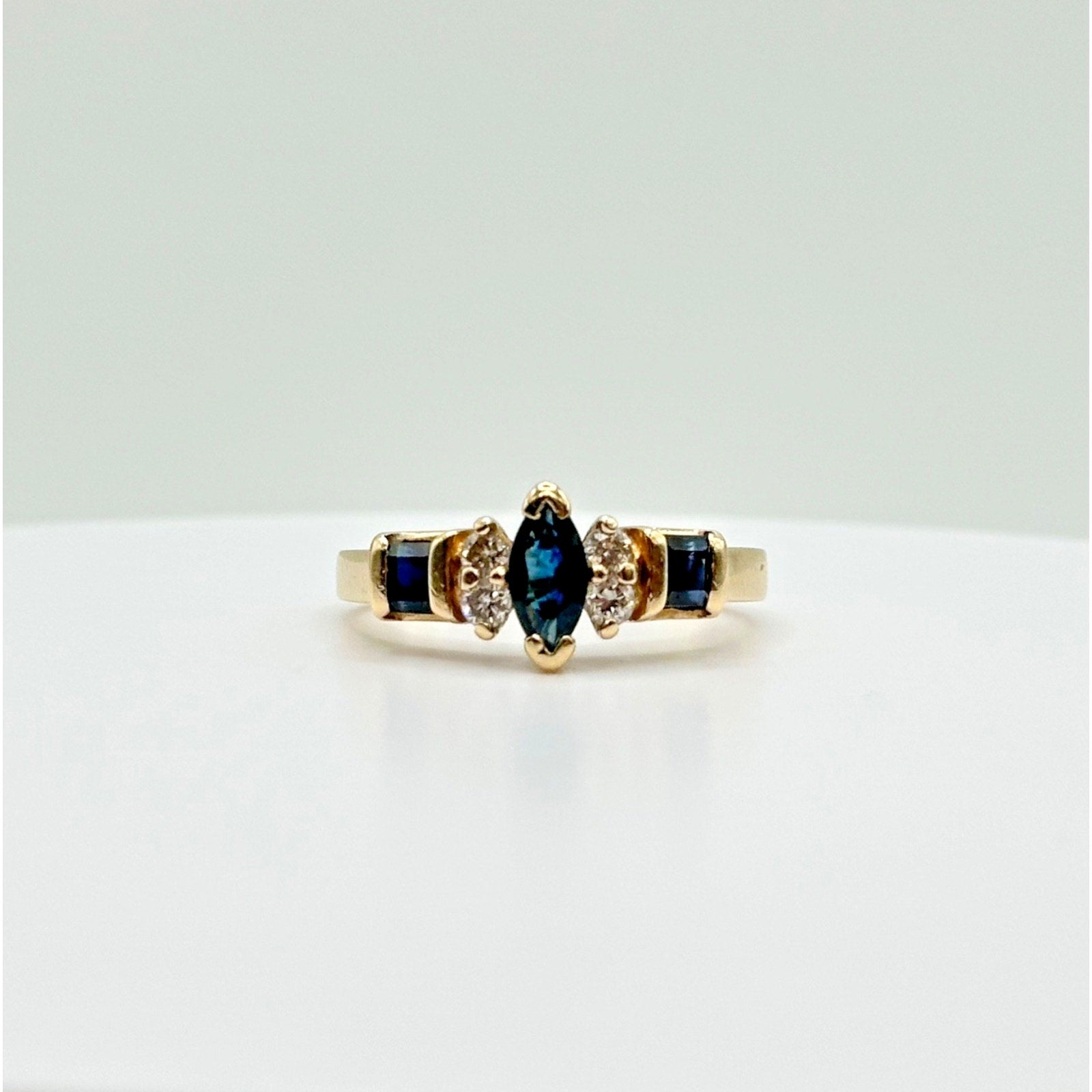 Vintage Effy 14K Gold Natural Sapphire & Diamond Ring, Size 6.5