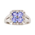 Vintage Art Deco Revival 10K White Gold Tanzanite Diamond Ring