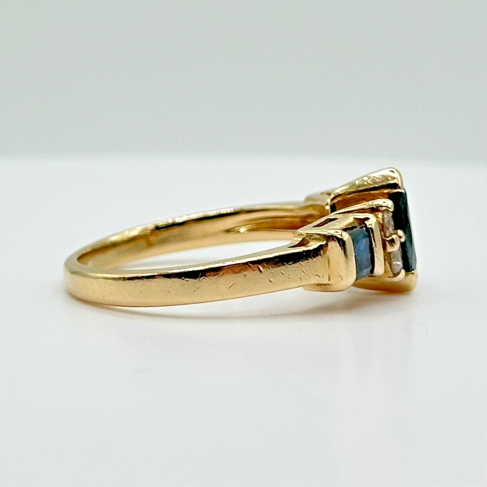 Vintage Effy 14K Gold Natural Sapphire & Diamond Ring, Size 6.5