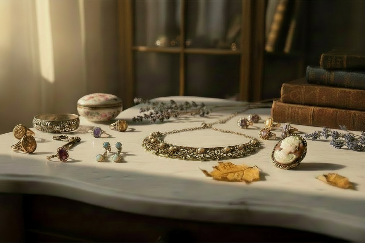Vintage Jewelry on Marble